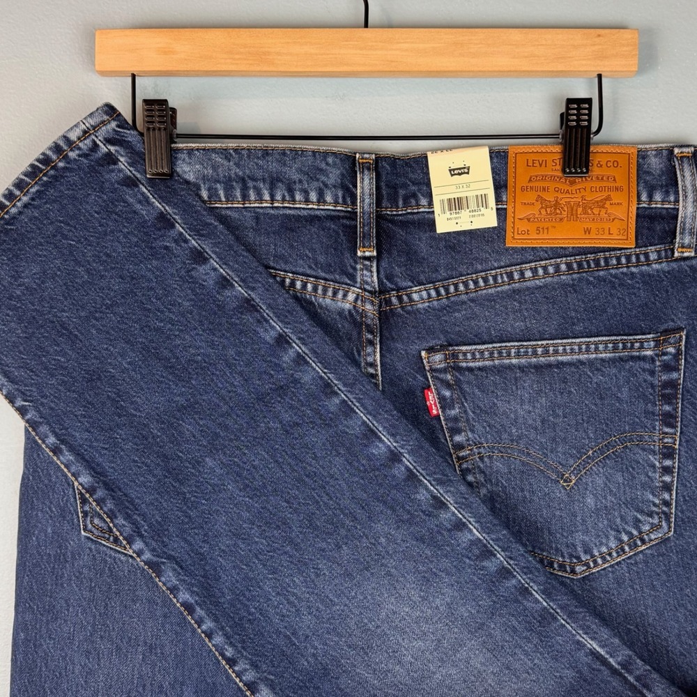 NEW Levi's 511 Premium Slim Fit Jeans Mens 33x32 Dark Blue Stretch Denim Classic